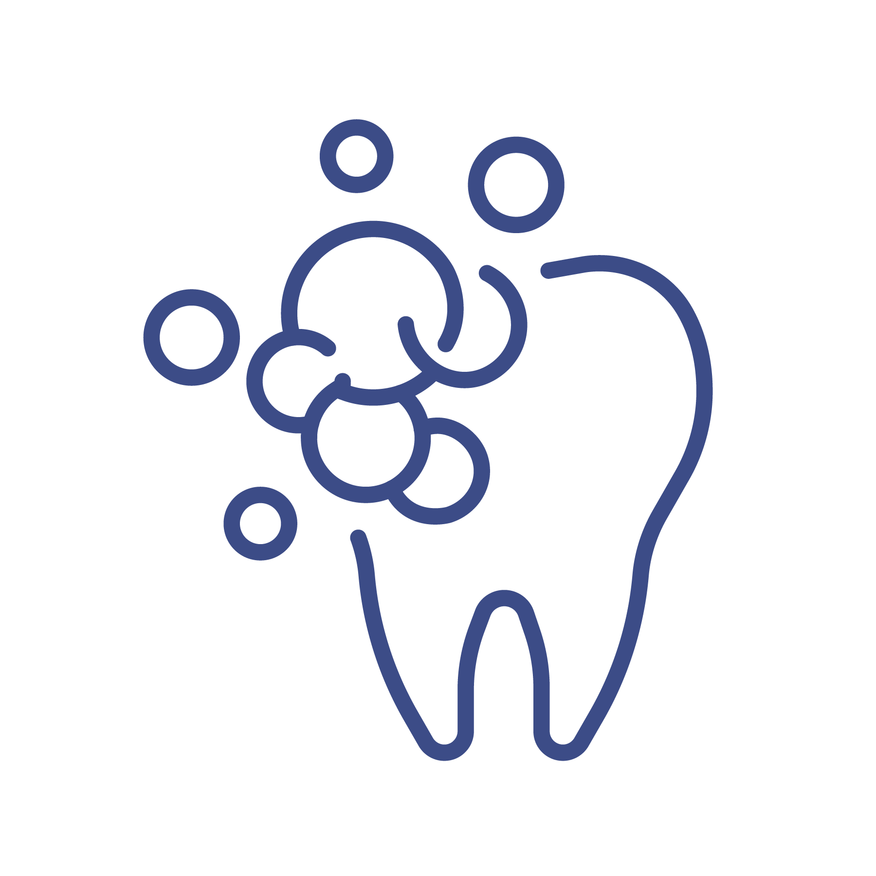 Icon of tooth with soap bubbles