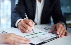People go over paperwork