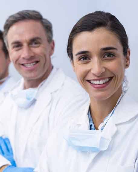 Dental team smiling