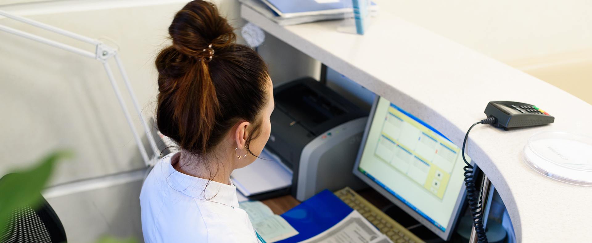 Woman working at a desk
